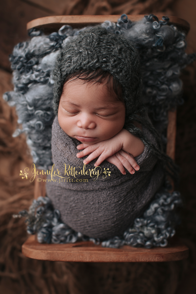 eeyore, gray setup, wrapped setup, wrapping poses, wrapped poses, newborn photography, newborn boy, posing ideas, trencher, Rustic, Earthy, holiday, studio newborn photography, posed newborn photography