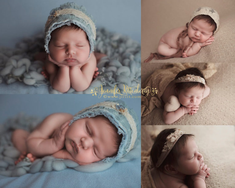 newborn photography, froggy pose, baby girl, felted heart