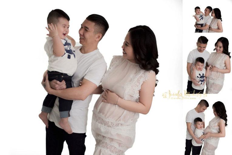 maternity photography, white lace dress, family photos