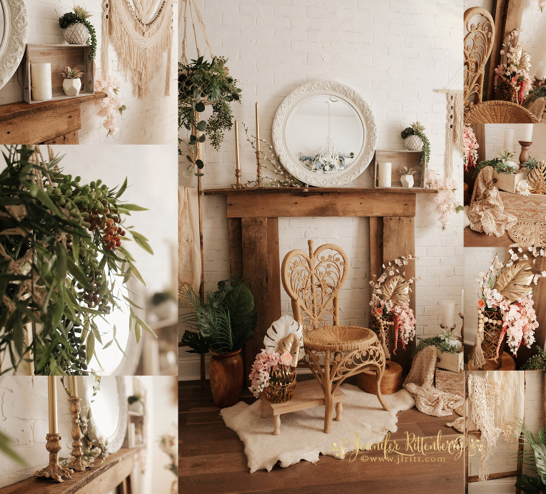 Feminine Boho Mini Session setup 